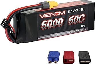 Venom Drive Series 50C 3S - 5000mAh 11.1V LiPo RC Battery - Universal 2.0 Plug, Lithium Polymer 3 Cell - Soft Silicone Connector & Compatible w/ XT60, Traxxas, Deans, EC3, 2WD, 4WD, Truck & Buggies