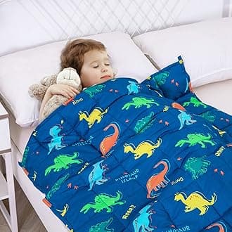 Kivik Toddler Weighted Blanket 3 lbs, Kids Weighted Blanket for Children, Soft Children Heavy Throw Blanket for All-Season Sleeping, Blue Dinosaur 36x48 Inches