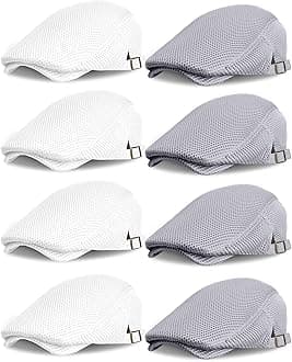 Chuarry8 Pack Men's Mesh Flat Cap Breathable Summer Newsboy Hat Cabbie Driving Hats for Men