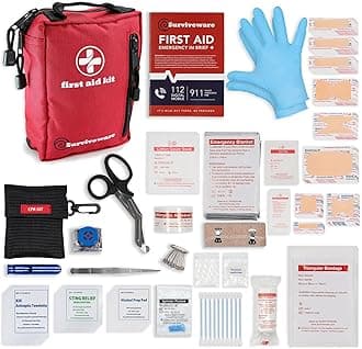 Small First Aid Kit with Waterproof Laminate Bags (Red)