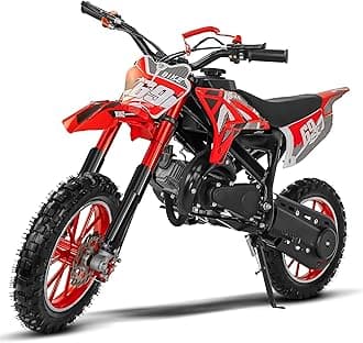 Off-Road Kids Dirt Bikes - 49CC 2-Stroke Gas Powered Dirt Bike, Dual Suspension Youth Motorcycle for Kids 13+ Years Old, 28 MPH Speed, Holds 220LBS, Disc Brakes