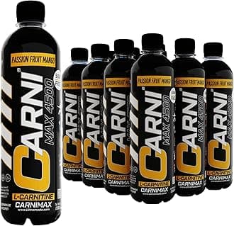 CARNIMAX L-Carnitine Drink Fat Burner – Passion Fruit Mango – 0g Sugar, 4500mg L-Carnitine, Electrolytes, CLA + Chromium, B Complex Vitamins – Maximum Fat Burn, Pre-Workout Drink, 500ml (Pack of 12)