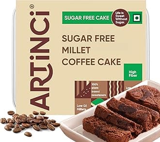 Artinci Eggless Sugar Free Coffee Cake 150g | Diabetic Friendly Healthy Baked Snack | No Maida, No Refined Sugar | Rich Filter Coffee Flavour | High Fibre, Low Carb | Low GI