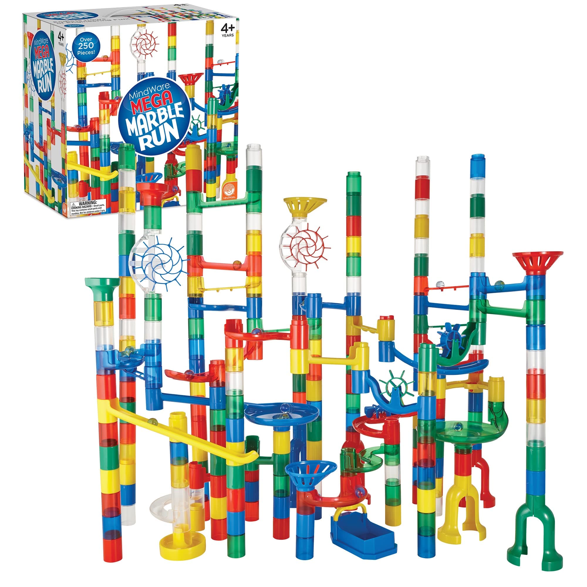MindWare Mega Marble Run Building Set - 215 Durable Pieces and 40 Marbles - Build, Engineernig and Sceince Toy - Ages 4 and Up