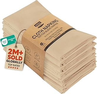 Utopia Kitchen Beige Cloth Napkins [12 Pack, 18x18 Inch] Absorbent Cotton Blend Washable and Reusable for Dinner, Restaurant, Lunch, Wedding and Hotel