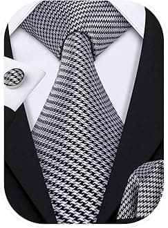 Barry.Wang Classic Mens Ties Silk Necktie Pocket Square Cufflinks Set Woven Designer Wedding Business