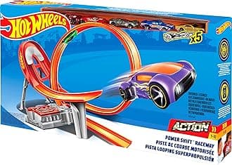 Hot Wheels Action Power Shift Motorized Raceway Track Set, Includes 5 Cars In 1:64 Scale