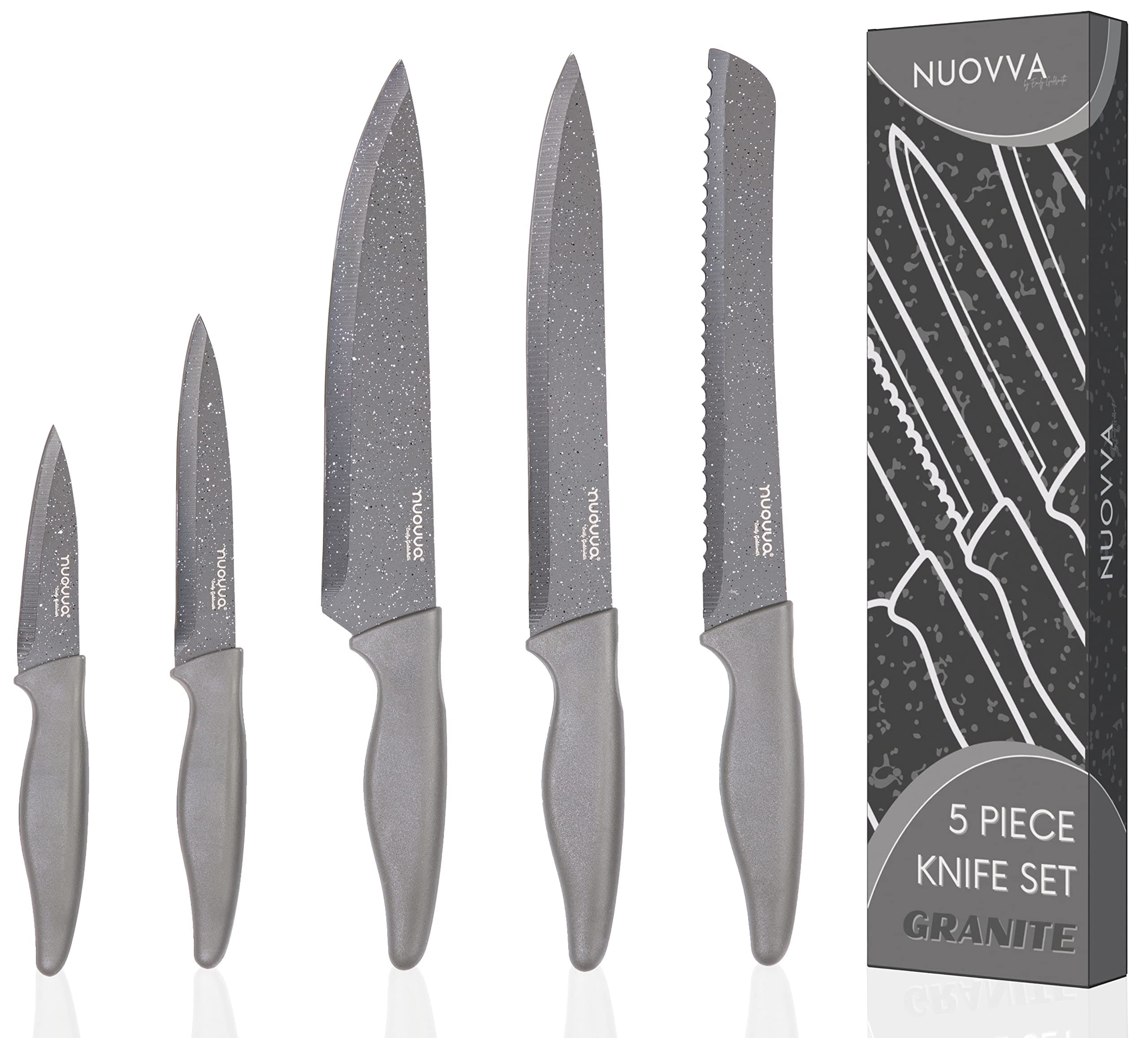 5 Piece Marble Grey Knife Set