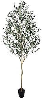Phimos Artificial Olive Tree Tall Fake Potted Olive Silk Tree with Planter Large Faux Olive Branches and Fruits Artificial Tree for Modern Home Office Living Room Floor Decor Indoor (6.23FT)