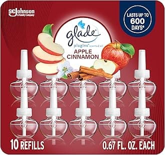 Glade PlugIns Refills Air Freshener, Scented and Essential Oils for Home and Bathroom, Apple Cinnamon, 6.7 Fl Oz, 10 Count