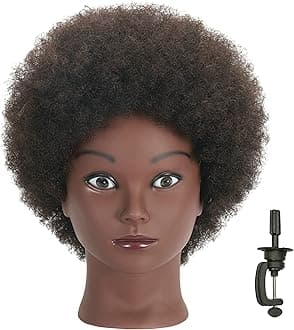 Kinky Curly Mannequin Head 100% Human Hair for Hairdresser Practice Manikin Cosmetology Doll Training Head Braiding Styling with Stand