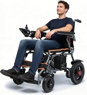 Electric Wheelchair for Seniors & Adults, Lightweight & Foldable, Dual Motor All-Terrain Power Wheelchair, One-Click Mute Function, Airline Approved, Portable Mobility Solution