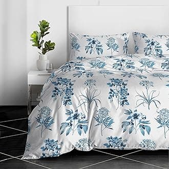 Cotton Comfort Bedding 2PCS Single Duvet Cover Set, 100% Egyptian Cotton- 400 Thread Count- Floral Printed Single Bedding Set with Pillowcase