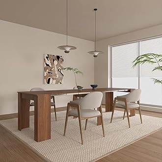 DMAITH 118" Extendable Dining Table with Storage for 2-12 People, Multifunctional Expandable Dining Table for Kitchen, Modern Farmhouse Long Folding Rectangle Dining Table, Walnut