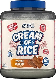 Cream of Rice - High Carbohydrate Cream of Rice Supplement, Source of Energy for Breakfast & Snacks, Easy to Digest, Low Sugar, Low Fat, Vegan, 2kg (Toffee Biscuit)