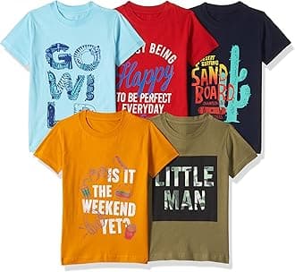T2F Boys Boys regular fit tshirt T-Shirt (pack of 5)