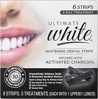 Ultimate White Teeth Whitening Strip Set with Activated Charcoal, Teeth Whitening Kit, Oral Care, Beauty & Personal Care, Self Care Kit, Teeth Stain Remover, Teeth Whitener, 6 Pieces