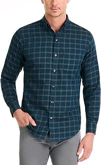 Mens Classic Fit Stain Shield Never Tuck Stretch Solid Button Down ShirtButton Down Shirt