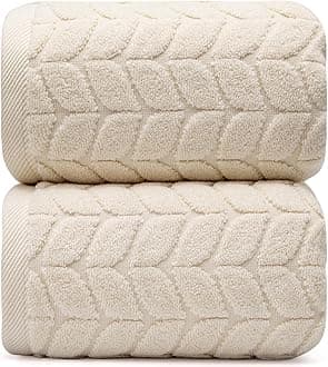 Ultra Soft & Stylish 700 GSM Luxury Bath Sheets | Pack of 2 | Extra Large 35x70 Inches | 100% Zero-Twist, Long-Staple Cotton | Remarkably Absorbent (Papyrus)