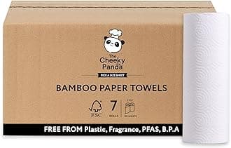 The Cheeky Panda - Bamboo Paper Towels Bulk | 7 Paper Towels Rolls | 130 Paper Towel Sheets Per Roll | 2 Ply | Strong and Sustainable