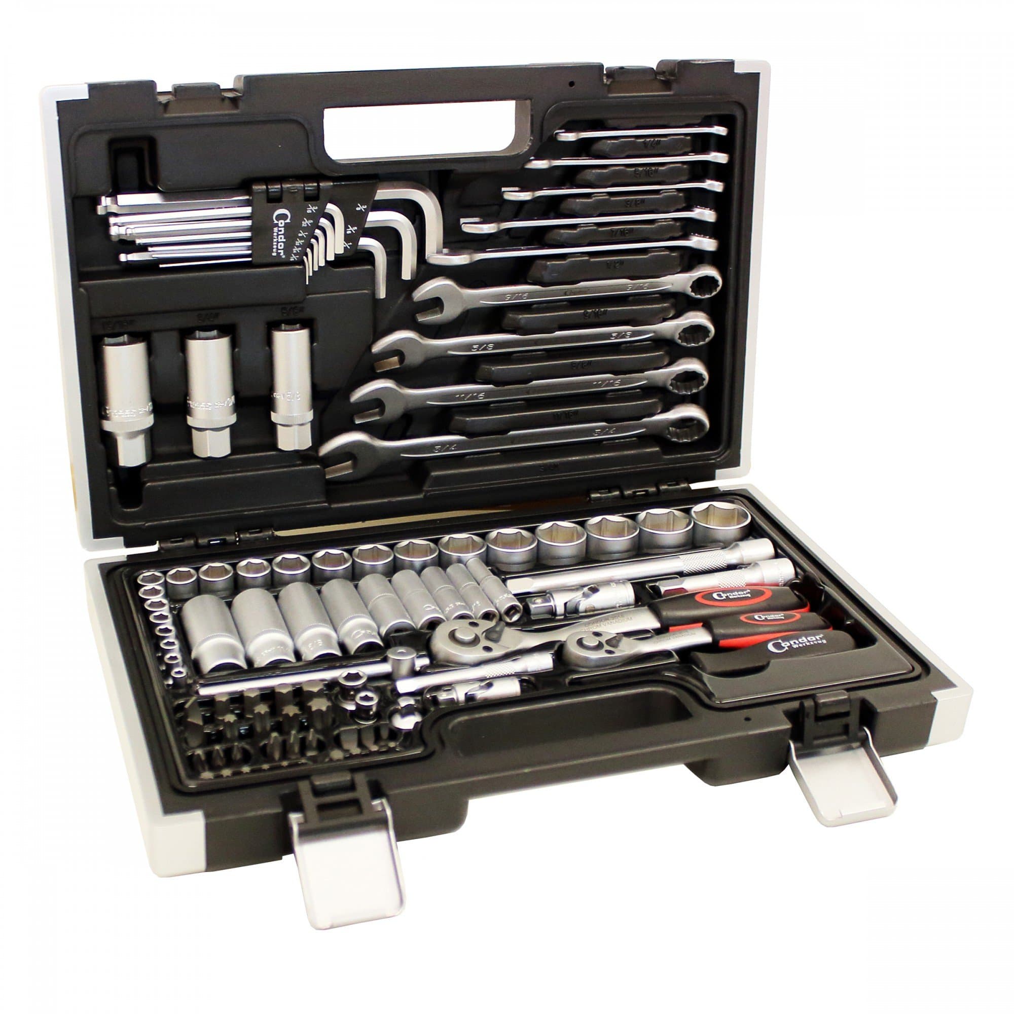 Condor 2172 92 Part Socket Inch Set with Spanners, Nuts, Ratchets and Bits