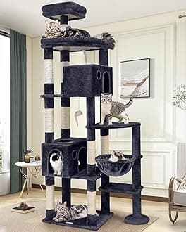 Giant Cat Tree, 83 inch Cat Tree for Indoor Cats Large Adult, XXL Cat Tower with 9 Scratching Posts for 20lb+ Heavy Duty Large Adult Cats, F83, Dark Grey