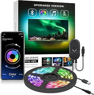 Nexillumi TV Backlights USB LED Strip light Kit 2m for 24"-60" TV, Mirror, PC, APP Control Sync to Music, Bias Lighting, 5050 RGB USB LED Strip Lights Compatible with Android iOS