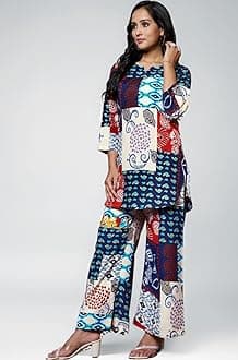 GRECIILOOKS Co-ord Set for Women Stylish | Kurtis | Kurti Set For Women | Anarkali Viscose Rayon Printed Kurta & Straight Pant Set | Festive Ethnic Indian Traditional Outfit for Functions & Puja | 3/4 Half Sleeve