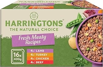Harringtons complete wet tray grain free hypoallergenic adult dog food meaty bumper pack 16x400g - Chicken, lamb, beef & turkey - Made with all natural ingredients (package may vary)