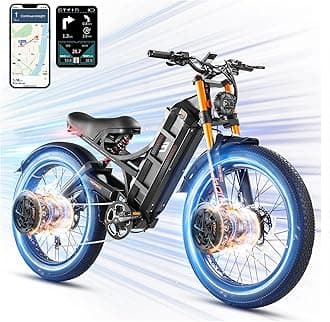 eAhoraRomeo Pro 1600W 60AH Electirc Bike for Adults 100-200 Miles Long Range Ebike 26"*4.0 Fat Tires Electric Mountain Bike Full Suspension Electric Bicycle with APP Control