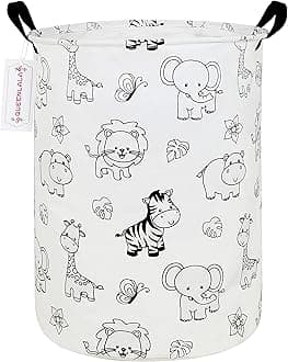 QUEENLALA Large Storage Basket,Laundry Hamper（Round-Zoo）
