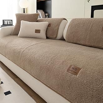 Sherpa Fleece Sofa Cover, Super Soft Funny Fuzzy Sofa Couch Covers, Warm Plush, Non-Slip Sectional Sofa Slipcover Furniture Protector for Kids, Pets(Coffee, 28"x 28")