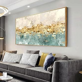 Abstract Wall Art Canvas Paintings Blue Yellow Fantasy Modern Large Framed Artwork Decor for Living Room Bedroom Office Painting Home Decor 24"x48"