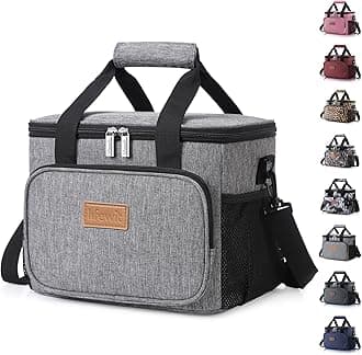 Lunch Bag 24L 40 Can Insulated Lunch Box Soft Cooler Cooling Tote for Adult Men Women, Grey