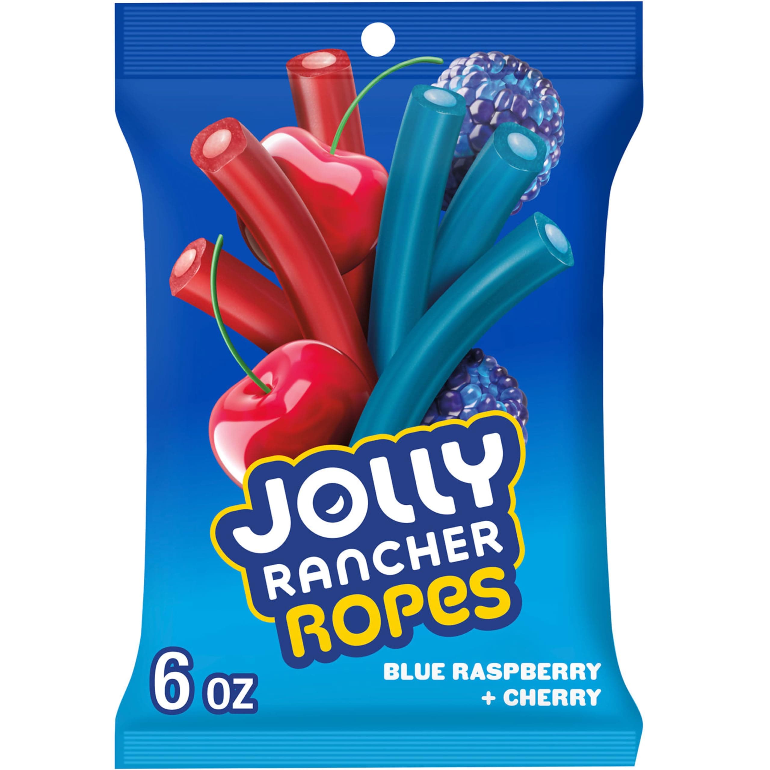 Ropes Blue Raspberry and Cherry Flavored Candy Bag, 6 oz