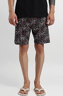 Bumchums Men Mercerised Printed Knee Length Cotton Bermuda Shorts with One Side Zip Pocket, Pack of 1