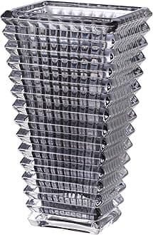 MCMCNCUIU Crystal Vase, Large Crystal Vases for Flowers, Black Large Flower Vase, Modern Glass Vases for Living Room, Bedroom, Kitchen, Dining Table, Mantle, Wedding, 9 Inches