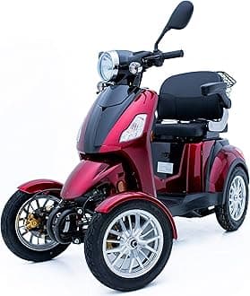 Electric Mobility Scooter 4 Wheeled for Adults ZT4 Trike with Extra Accessories Package: Mobility Scooter Waterproof Cover, Phone Holder, Bottle Holder by Green Power