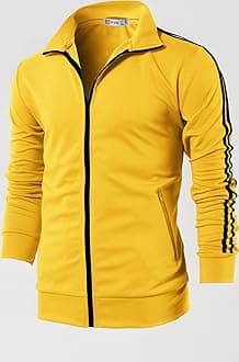 H2H Mens Active Slim Fit Track Lightweight Jacket Zip-up Long Sleeve YELLOW US M/ASIA L (CMOJA0103)