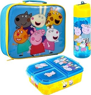 Zawadi Global Kids Childrens Lunch Box Set – Insulated Lunch Bag, Multicompartment Lunch Box & 540ml Water Bottle - School Travel Lunch Food Set, BPA Free
