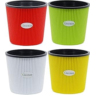 GREENON® 5 Inch Plant Pot Pack of 4 (8 Pots) Self Water | Multi Colour Outer and Black Inner Planter | UnFadable, Low Maintaince Flower Pot | Virgin Plastic Gamla | for Tabletop and Countertop