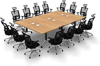 14 Person Conference Tables Meeting Seminar Fold Up Model 6739 3pc Color Beech X-Thick Tops, Luxury Chrome Base & Casters, Ready to Use. (Tables, Power Bars Included, Seating NOT Included)