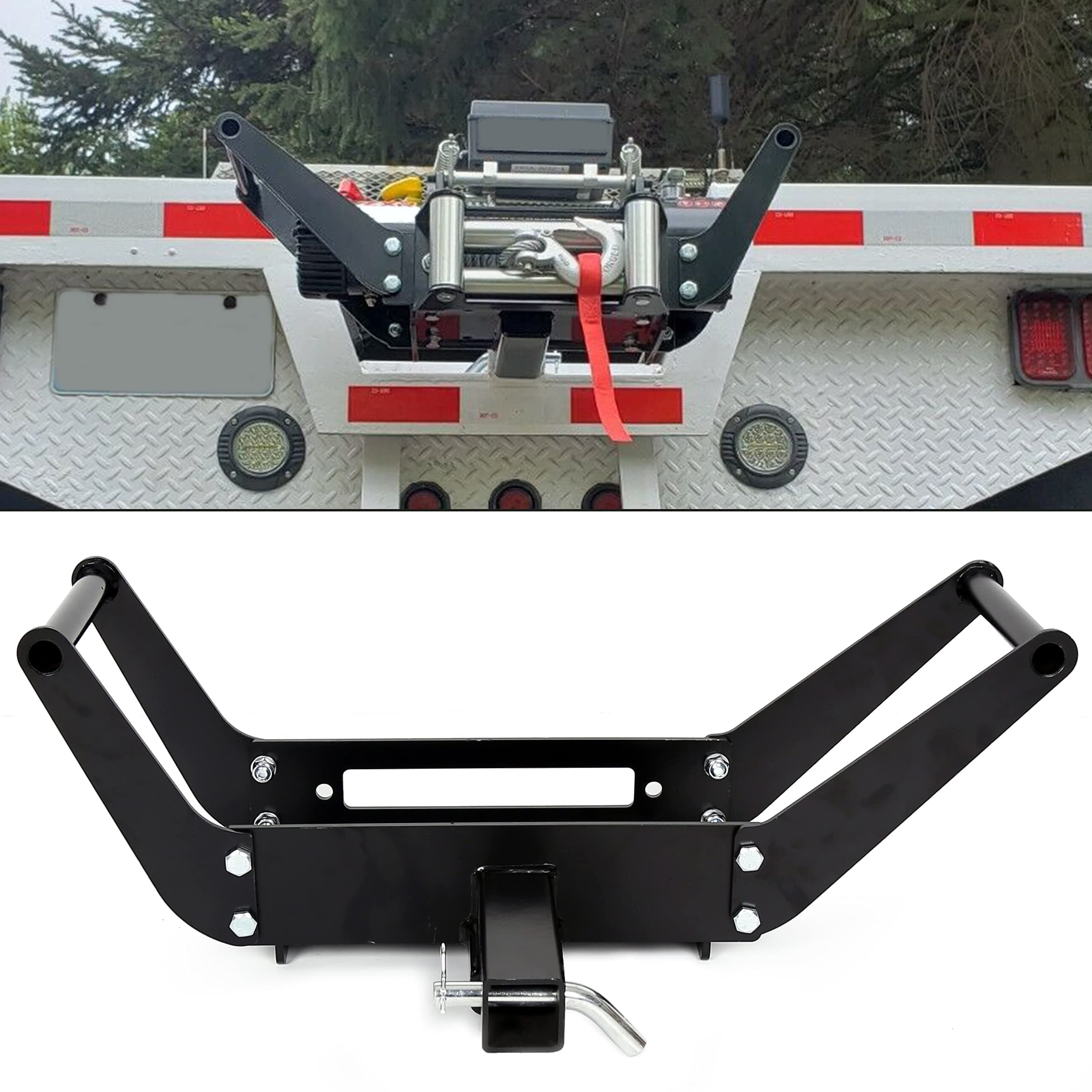 10" x 4 1/2" Cradle Winch Mounting Plate Winch Mount Recovery Winches Bumper 2' Hitch Receiver 15000 Lb Capacity