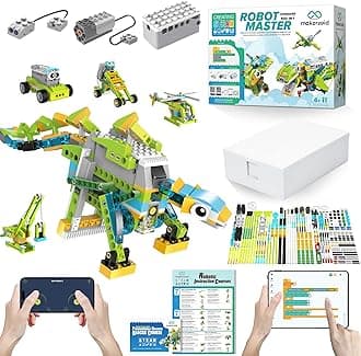 makerzoid Coding Robot Toy for Kids 6+, 100+ in 1 APP Control Robots Building Toys, Programmable Scratch Coding Kit with 23 Video Courses,Birthday Toy for Kids (370 Blocks)