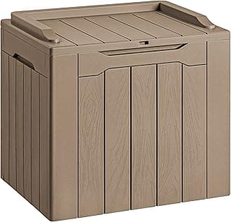Devoko 30 Gallon Resin Deck Box Outdoor Indoor Waterproof Storage Box for Patio Pool Accessories Storage for Toys Cushion Garden Tools (30 Gallon, Light Brown)