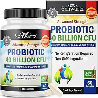 BioSchwartz Daily Probiotic Nutritional Supplement - 40 Billion CFU for Gut Health - Probiotics for Men and Women - Digestive Health with Astragalus & Lactobacillus - Shelf Stable - 60 Count