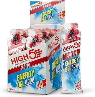 HIGH5Caffeine Energy Gels Aqua - Quick Release Sports Gels to Power Muscles for Peak Performance - Natural Fruit Juice - On The Go Energy Boost for Running, Cycling and Endurance (Berry, 20 x 66g)