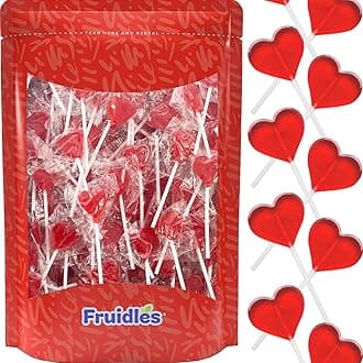 Fruidles Lollipops Mini Heart Shaped Flavored Delicious Lollipop, Individually Wrapped, 5g Lollipop (300 Lollipops, Strawberry)