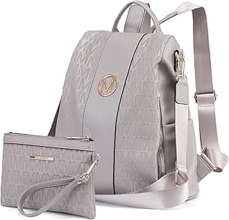 Women Fashion Backpack Purse Multi Pockets Anti-Theft Rucksack Travel Shoulder Bag Handbag Set 2pcs