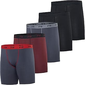 Real Essentials5 Pack: Mens Compression Shorts - Quick Dry Performance Active Underwear (Available in Big & Tall)